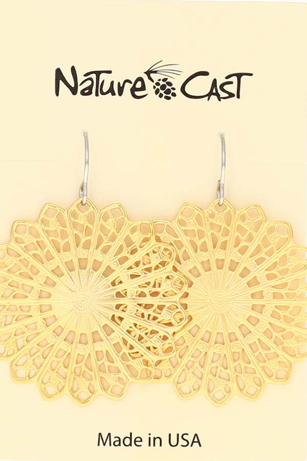 12534 Earring dangle filigree circle gold plate MAIN