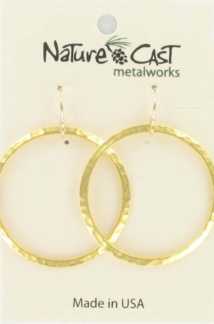 Earring dangle hammered 33mm circle gold plate THUMBNAIL