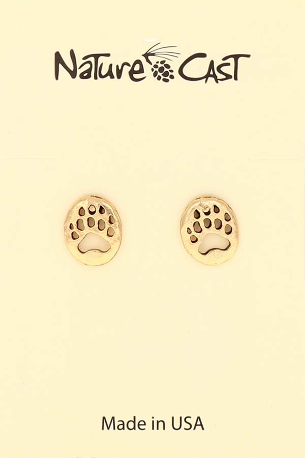 12543 Earring post bear paw gold tone THUMBNAIL