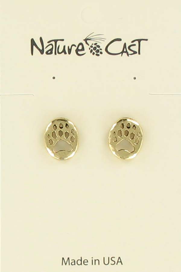 Earring  post bear paw gold tone THUMBNAIL