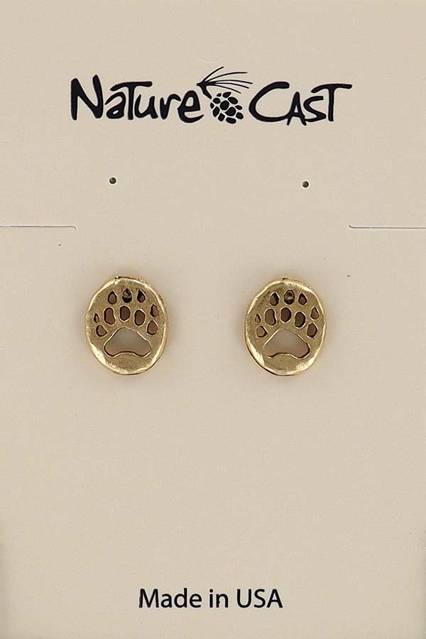 12543 Earring post bear paw gold tone LARGE