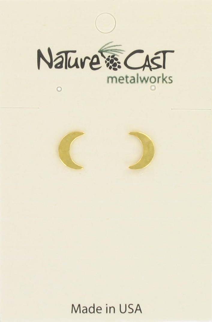 Earring post crescent moon gold plate THUMBNAIL