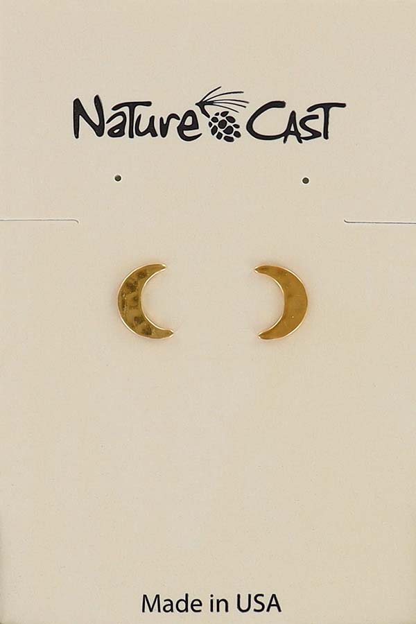 12547 Earring post crescent moon gold plate LARGE