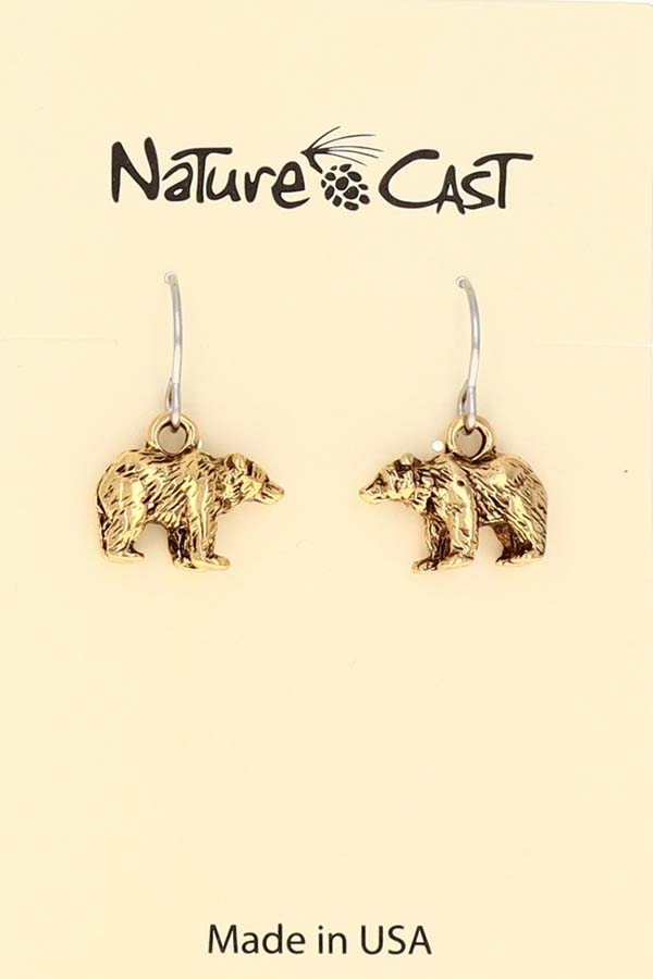 12551 Earring dangle gold tone bear MAIN