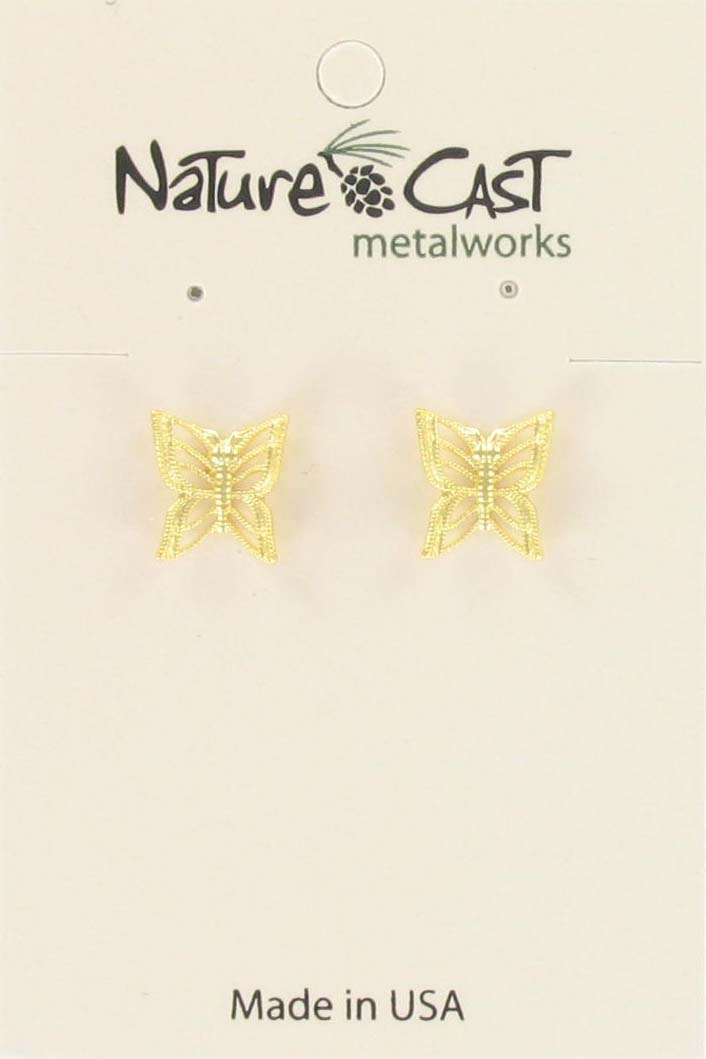 Earring post gold tone filigree butterfly THUMBNAIL