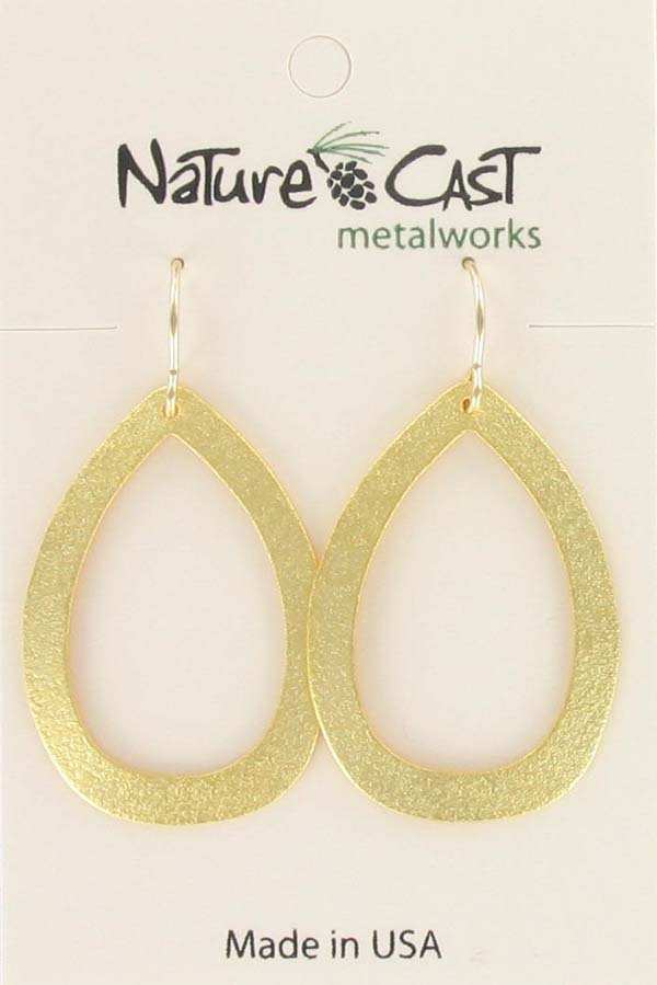 Earring dangle gold plated open teardrop hoop THUMBNAIL