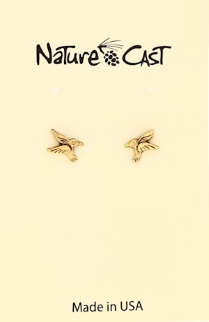 12613 Earring post gold tone hummingbird LARGE