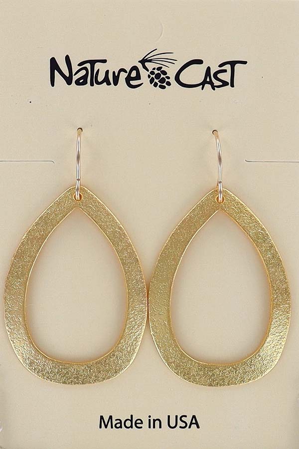 12561 Earring dangle gold plated open teardrop hoop LARGE