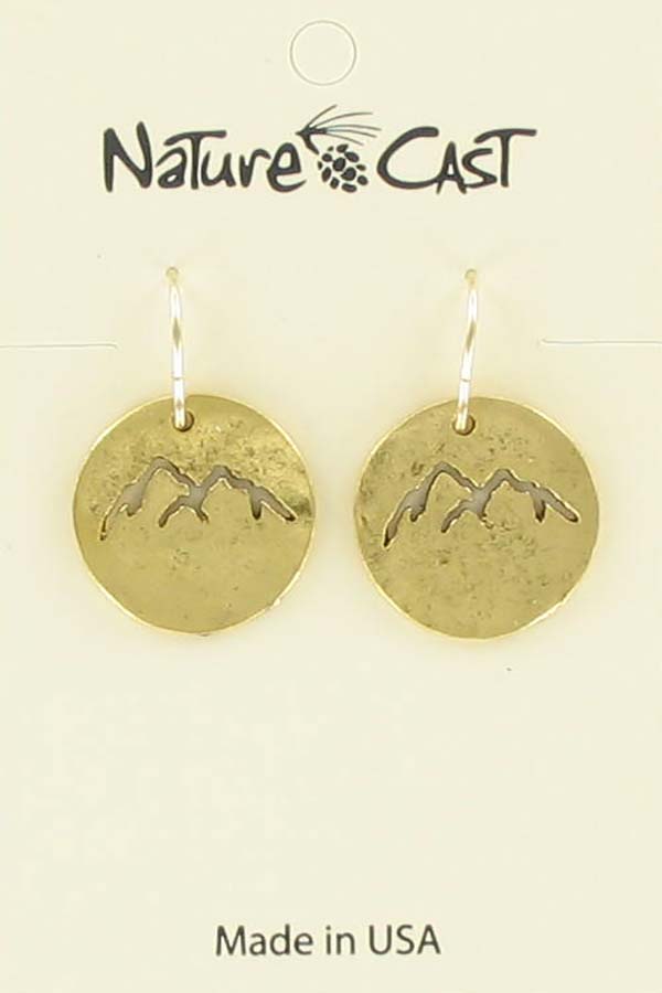 Earring dangle cutout gold mountain peaks THUMBNAIL