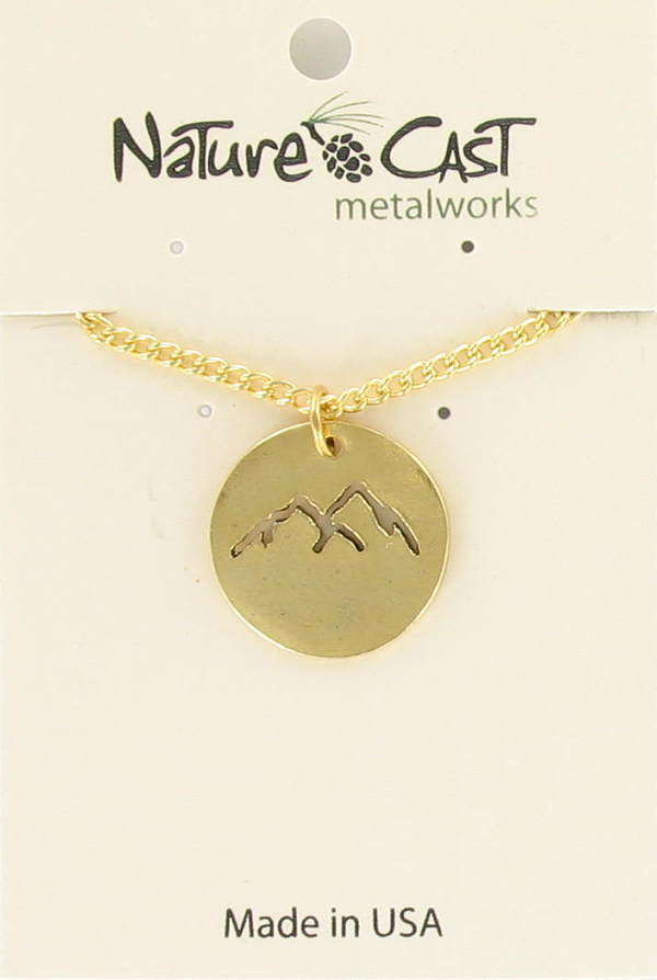 Pendant gold tone cutout mountain peaks w/ 18" chain THUMBNAIL