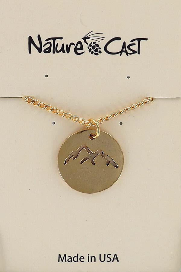 12569 Pendant gold tone cutout mountain peaks w/ 18" chain THUMBNAIL