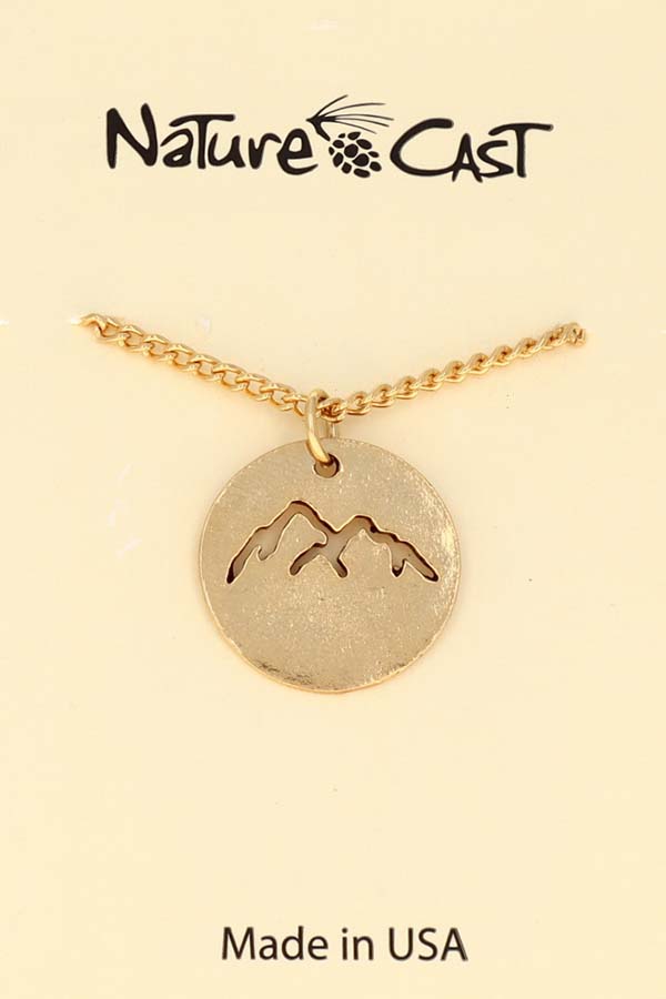 12569 Pendant gold tone cutout mountain peaks w/ 18" chain THUMBNAIL
