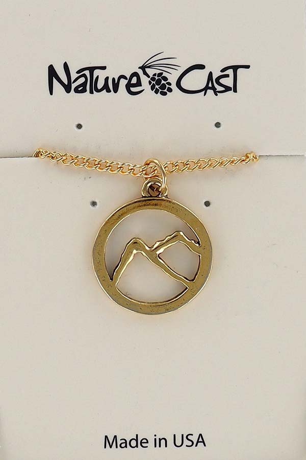 12571 Pendant gold tone mountain in circle w/18" chain MAIN