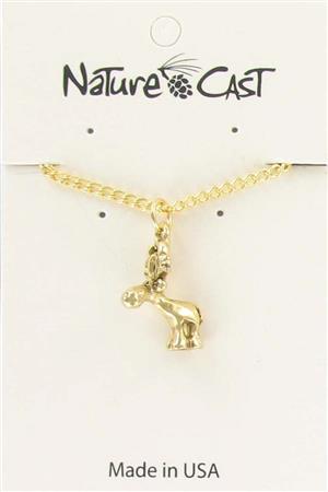 Pendant gold tone whimsy moose w/ 18" chain LARGE