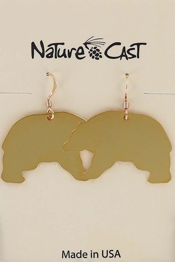 12577 Earring dangle black bear gold MAIN