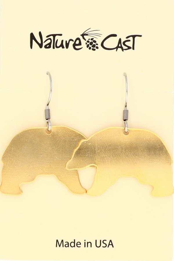 12577 Earring dangle black bear gold THUMBNAIL