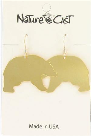 Earring dangle black bear gold LARGE