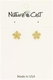 Earring post gold tone flower THUMBNAIL