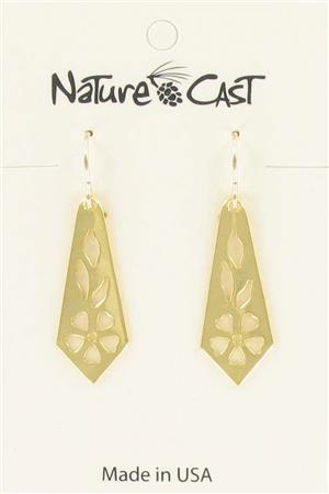 Earring dangle gold tone flower drop LARGE