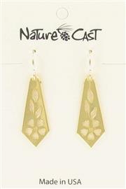 Earring dangle gold tone flower drop THUMBNAIL
