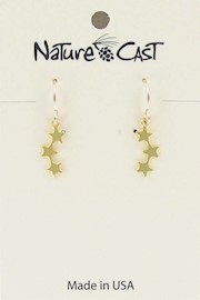 Earring dangle delicate triple star gold plate THUMBNAIL