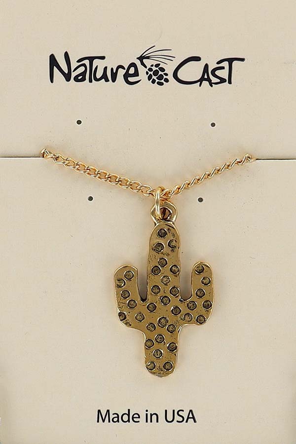 12587 Pendant gold tone cactus w/18" chain MAIN