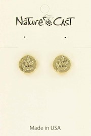 Earring post gold tone round w/branch THUMBNAIL