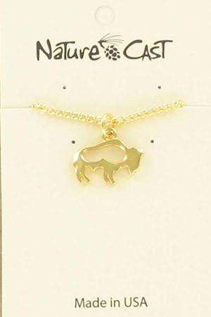 Pendant gold tone petro bison w/ 18" chain LARGE