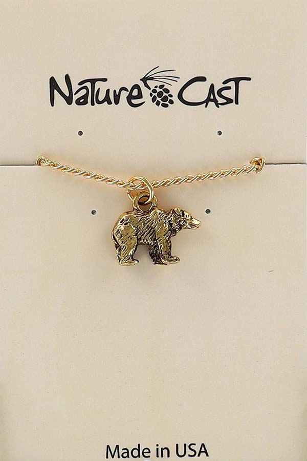 12590 Pendant gold tone grizzly bear MAIN