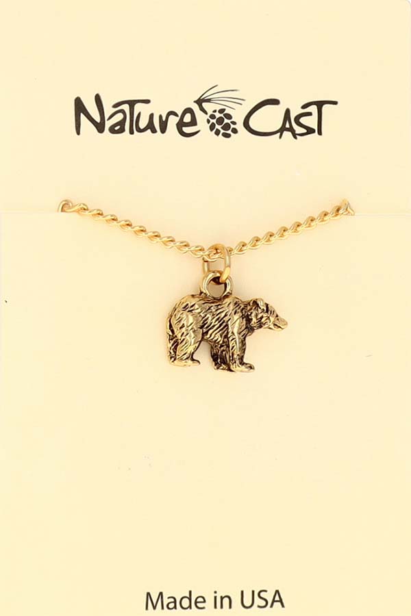 12590 Pendant gold tone grizzly bear THUMBNAIL