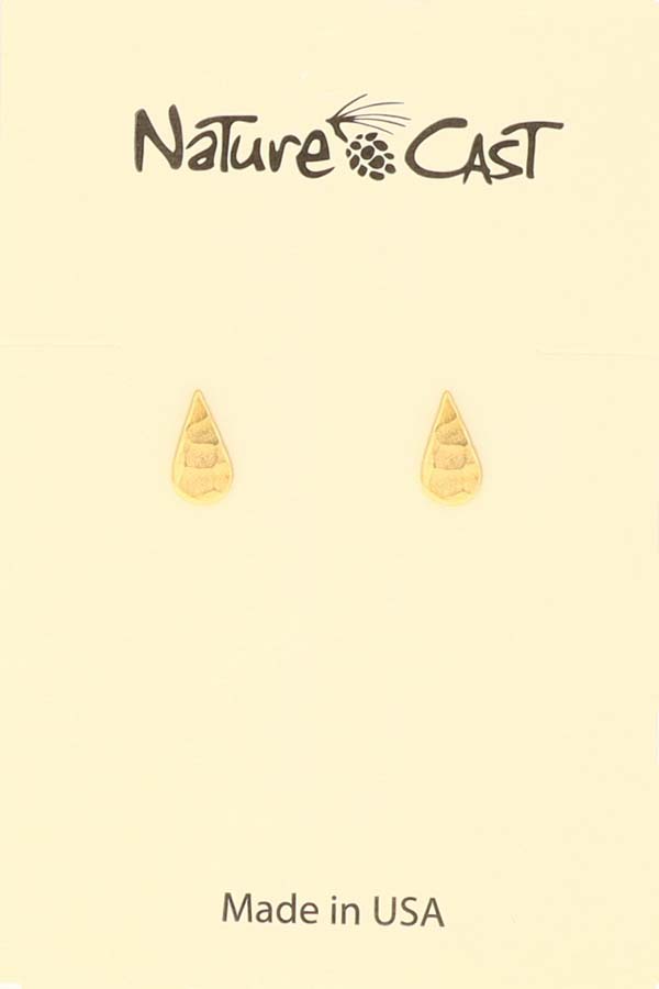 12591 Earring post hammered teardrop gold tone LARGE