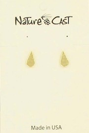 Earring post hammered teardrop gold tone THUMBNAIL