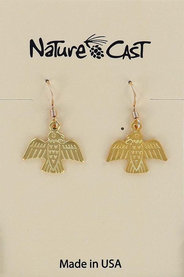 12592 Earring dangle gold tone Thunderbird LARGE