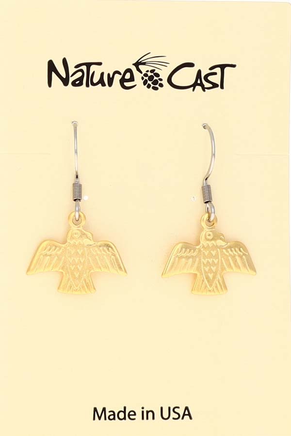 12592 Earring dangle gold tone Thunderbird THUMBNAIL