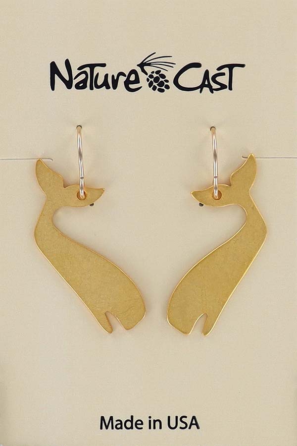 12593 Earring dangle gold tone whale LARGE