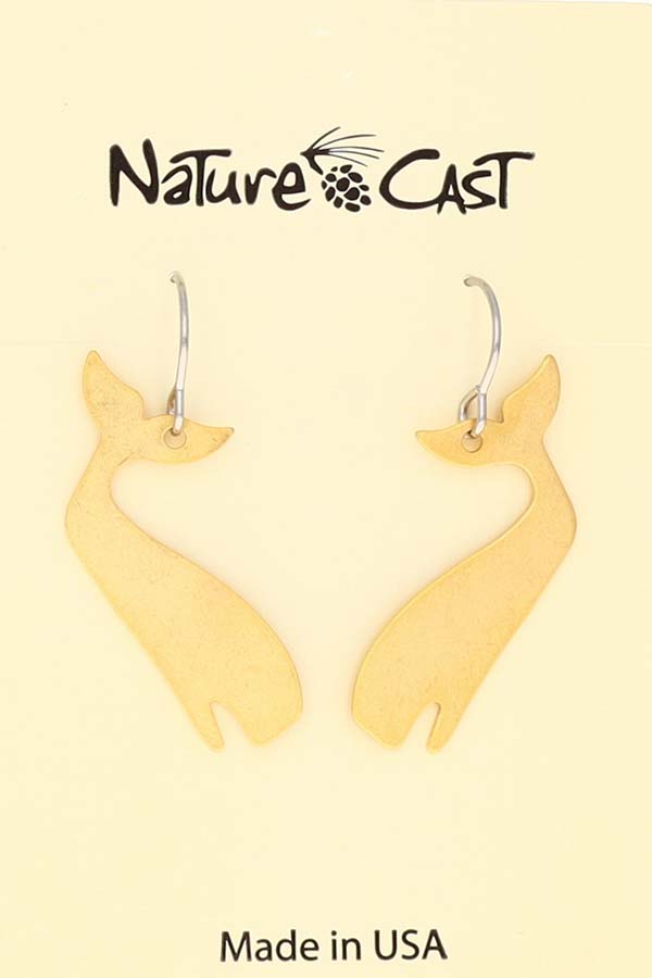 12593 Earring dangle gold tone whale LARGE