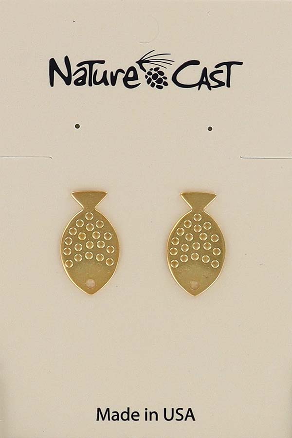 12595 Earring post gold tone fishy LARGE