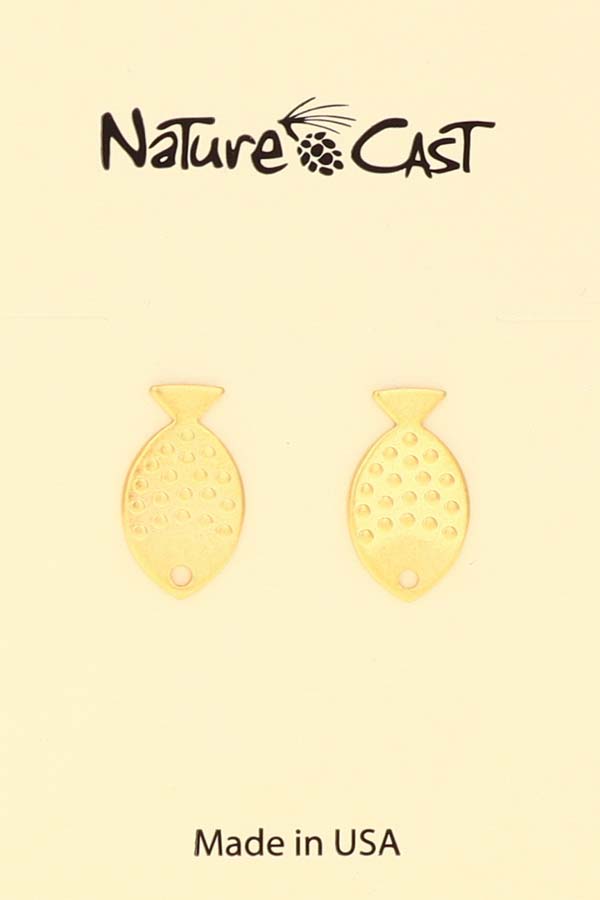 12595 Earring post gold tone fishy MAIN