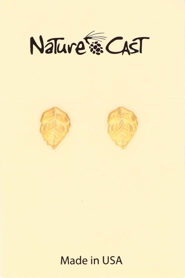 12597 Earring post gold tone leaf THUMBNAIL