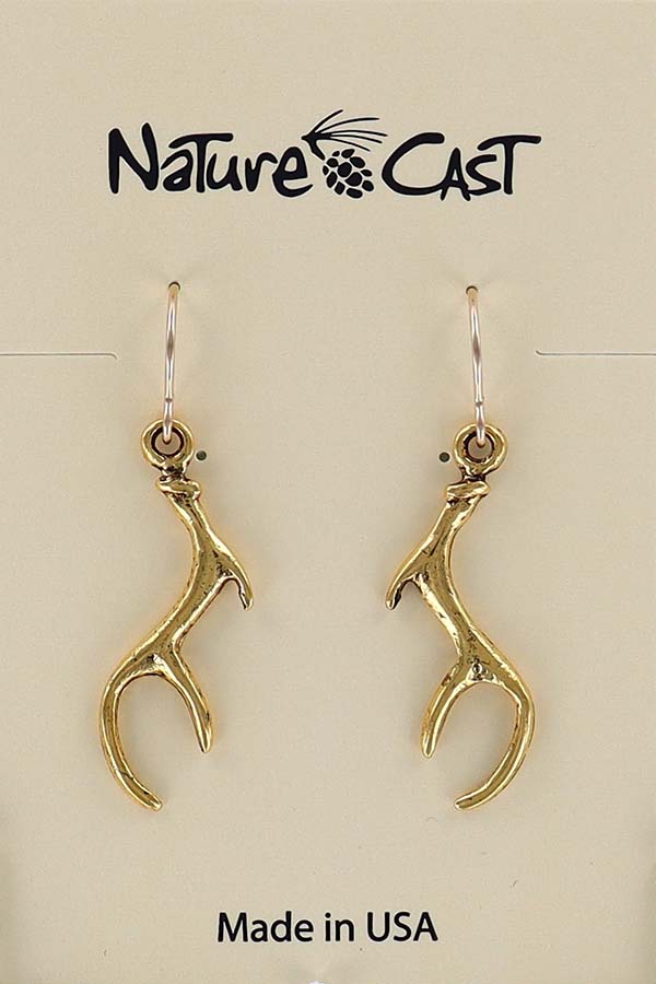 12600 Earring dangle gold tone antler THUMBNAIL