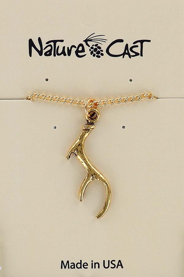 12601 Pendant gold tone Antler w / 18" chain MAIN