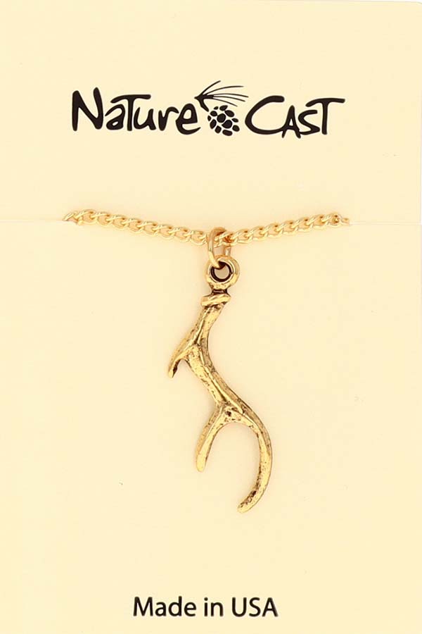12601 Pendant gold tone Antler w / 18" chain LARGE