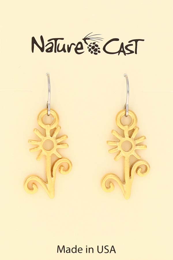 12602 Earring dangle gold tone daisy MAIN