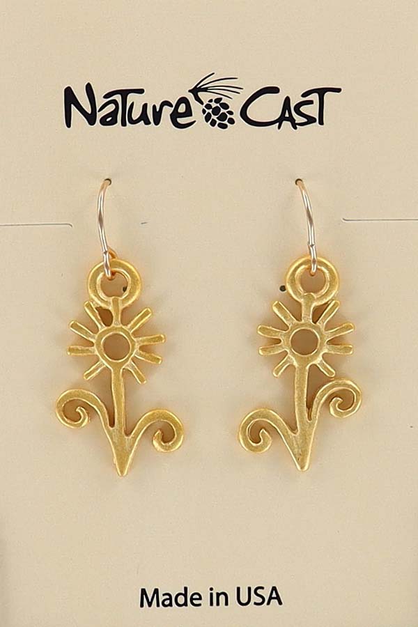 12602 Earring dangle gold tone daisy THUMBNAIL