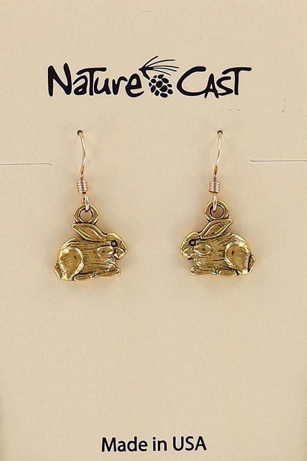 12605 Earring dangle gold tone bunny THUMBNAIL