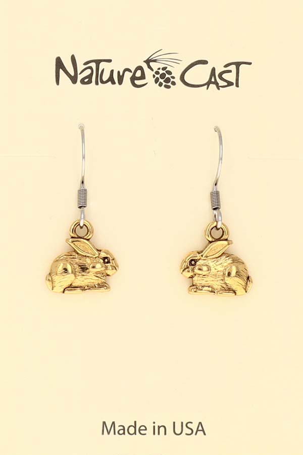 12605 Earring dangle gold tone bunny THUMBNAIL