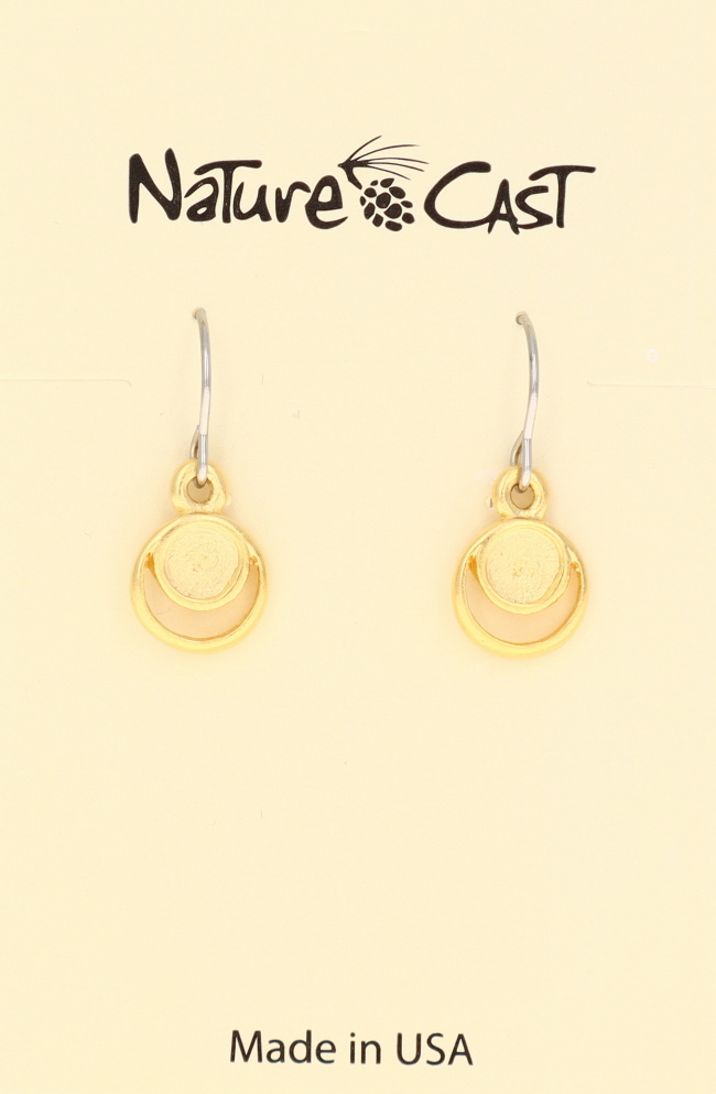 12608 Earring Dangle Gold Tone Double Hoop LARGE