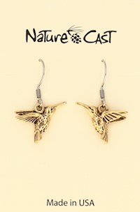 12609 Earring dangle gold tone hummingbird MAIN