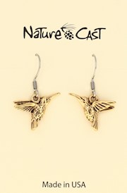 12609 Earring dangle gold tone hummingbird THUMBNAIL