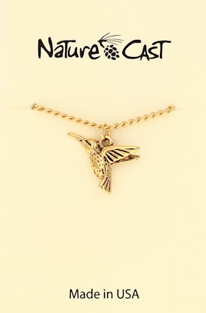 12610 Pendant gold tone hummingbird w/ 18" chain LARGE